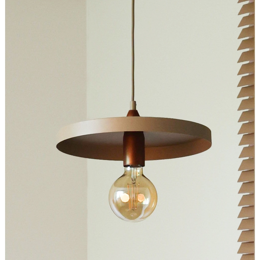 Duolla - Viseća svjetiljka na sajli IRONLINE 1xE27/15W/230V Ø 30 cm bež/bakrena