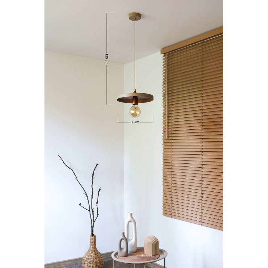 Duolla - Viseća svjetiljka na sajli IRONLINE 1xE27/15W/230V Ø 30 cm bež/bakrena