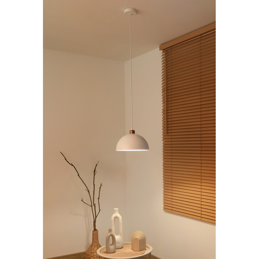 Duolla - Viseći luster IRONLINE na kabelu 1xE27/15W/230V Ø 27 cm bijela/bakrena