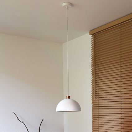 Duolla - Viseći luster IRONLINE na kabelu 1xE27/15W/230V Ø 27 cm bijela/bakrena
