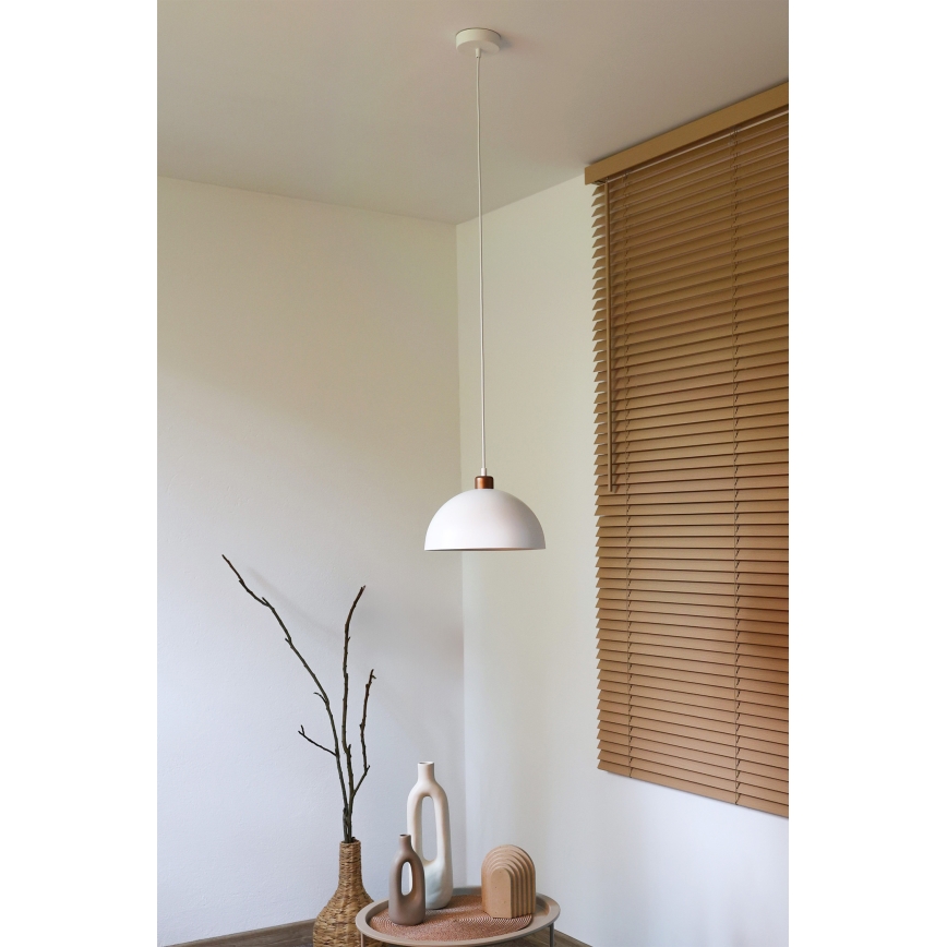 Duolla - Viseći luster IRONLINE na kabelu 1xE27/15W/230V Ø 27 cm bijela/bakrena