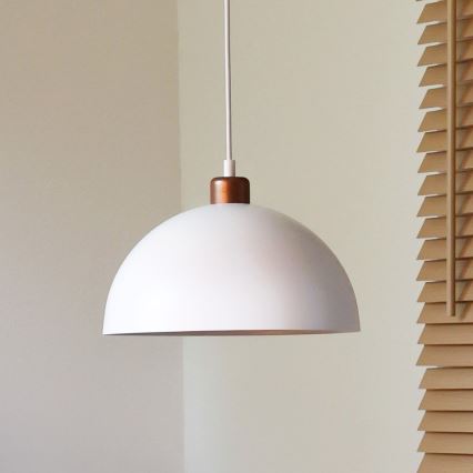 Duolla - Viseći luster IRONLINE na kabelu 1xE27/15W/230V Ø 27 cm bijela/bakrena