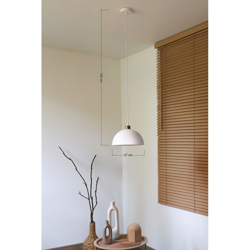 Duolla - Viseći luster IRONLINE na kabelu 1xE27/15W/230V Ø 27 cm bijela/bakrena