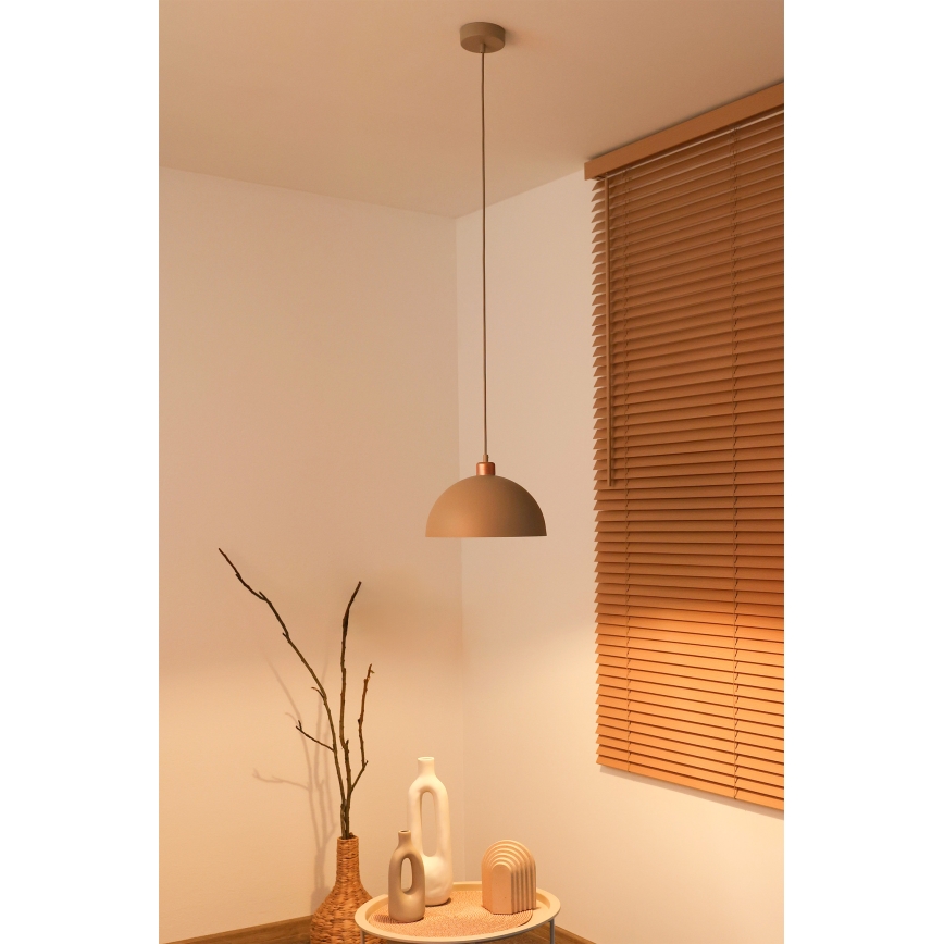 Duolla - Viseći luster na kabelu IRONLINE 1xE27/15W/230V Ø 27 cm bež/bakrena