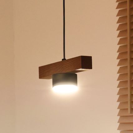 Duolla - Viseći luster na sajli IRONLINE 1xGX53/3W/230V borovina hrast/crna