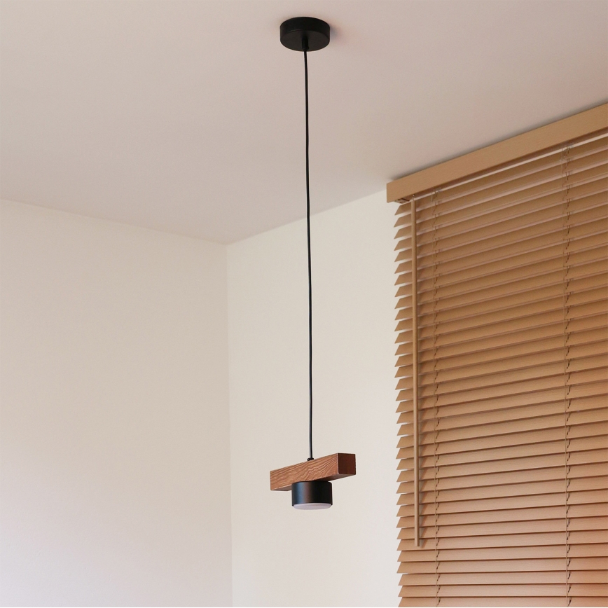 Duolla - Viseći luster na sajli IRONLINE 1xGX53/3W/230V borovina hrast/crna