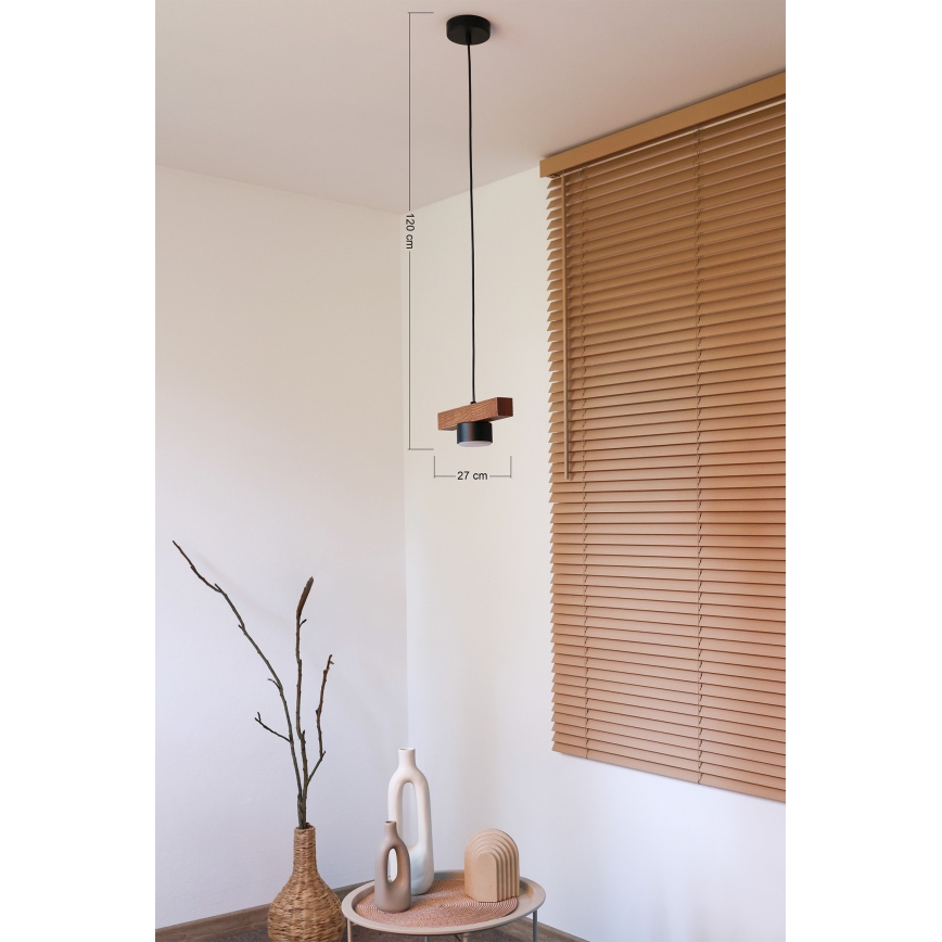 Duolla - Viseći luster na sajli IRONLINE 1xGX53/3W/230V borovina hrast/crna