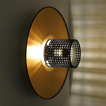 Duolla - Zidna svjetiljka TOKYO RATTAN 1xE27/15W/230V pr. 50 cm zlatna/crna