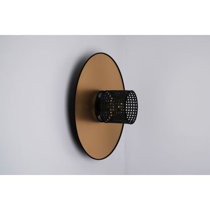 Duolla - Zidna svjetiljka TOKYO RATTAN 1xE27/15W/230V pr. 50 cm zlatna/crna