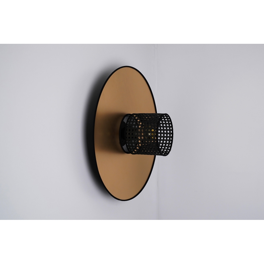 Duolla - Zidna svjetiljka TOKYO RATTAN 1xE27/15W/230V pr. 50 cm zlatna/crna