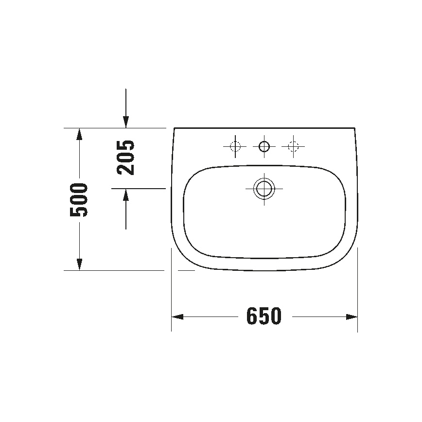 Duravit 23106500002 - Zidni umivaonik D-CODE 65x50 cm keramika/sjajna bijela