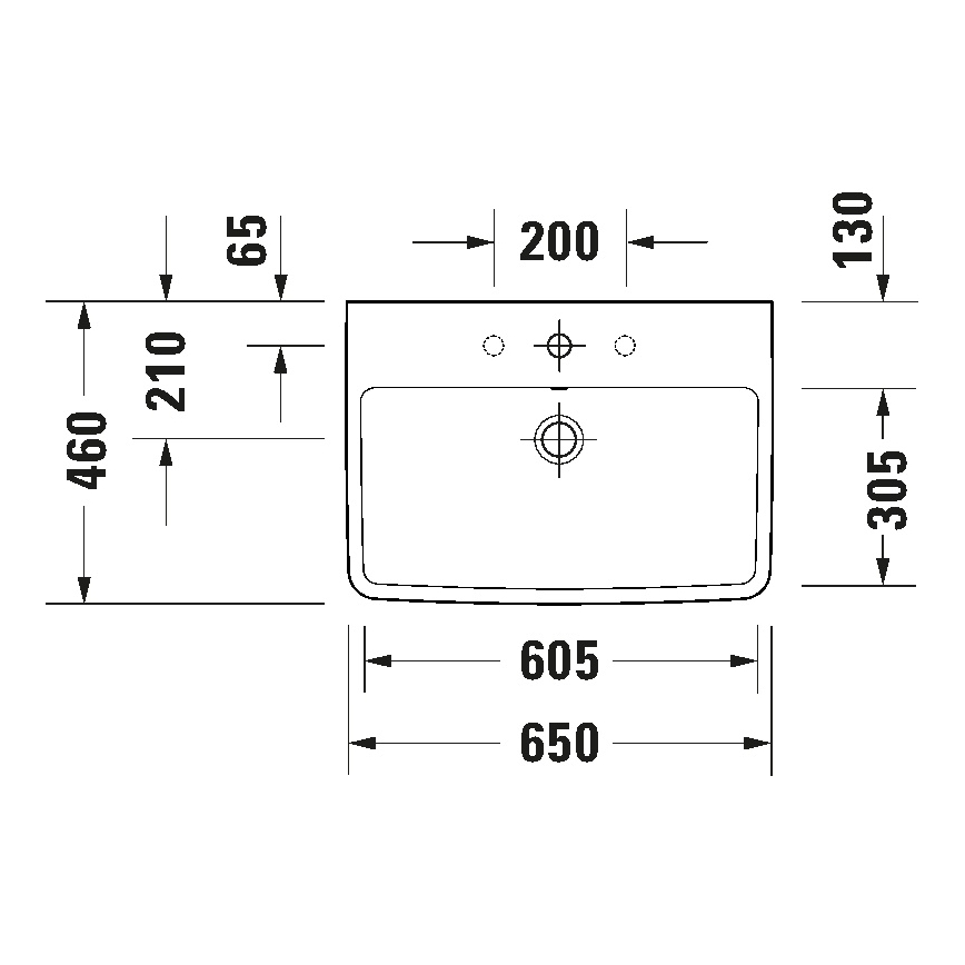 Duravit 23756500002 - Viseći umivaonik D-NEO 65x46 cm keramika/sjajna bijela