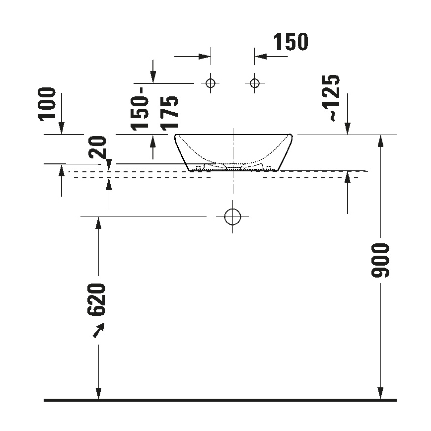 Duravit 2397400070 - Umivaonik na ploču D-NEO 40x40 cm keramika/sjajna bijela