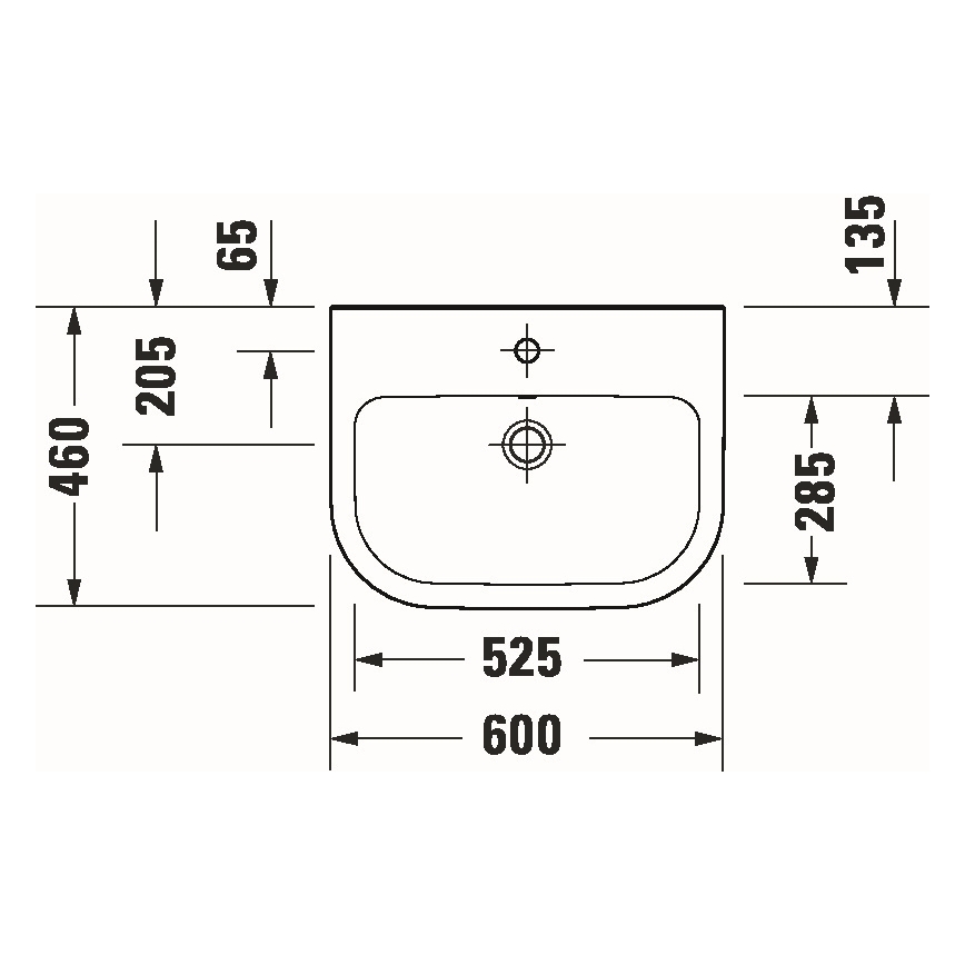 Duravit 23986000002 - Zidni umivaonik D-CODE 60 x 46 cm keramika/sjajna bijela