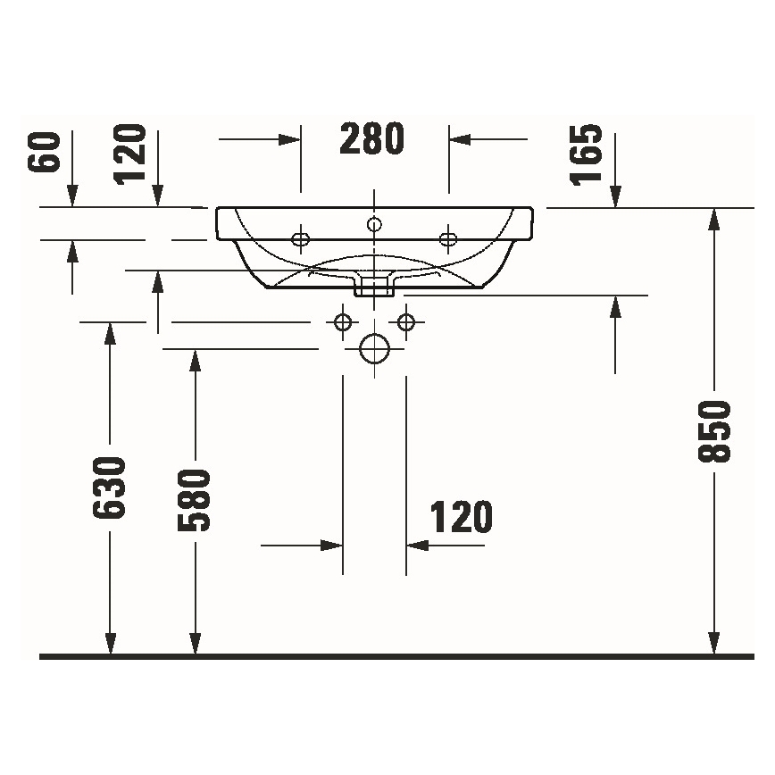 Duravit 23986000002 - Zidni umivaonik D-CODE 60 x 46 cm keramika/sjajna bijela