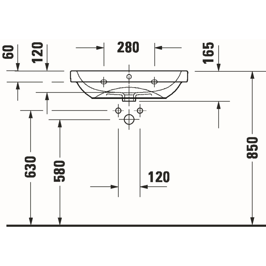 Duravit 23986500002 - Zidni umivaonik D-CODE 65x46 cm keramika/sjajna bijela