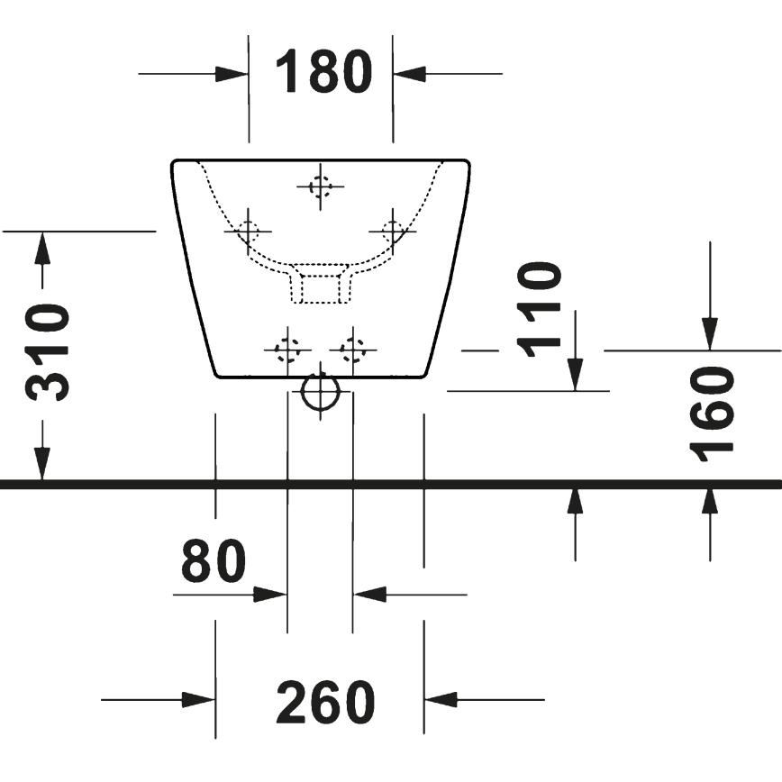Duravit 27271500002 - Viseći bide D-CODE keramika/sjajna bijela