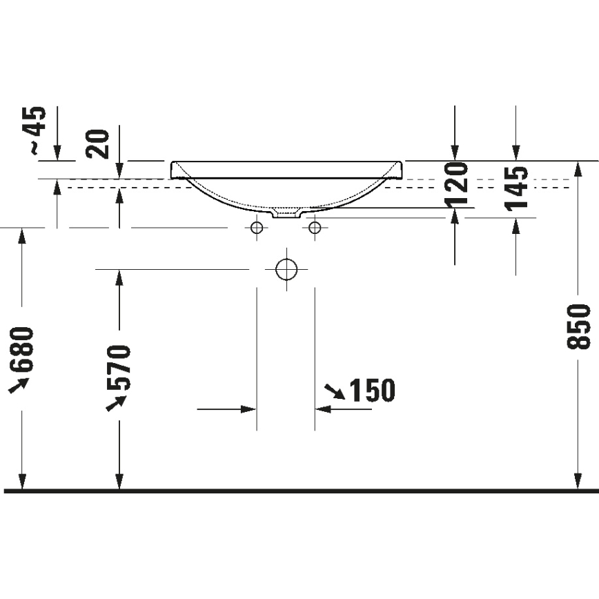 Duravit 358600079 - Ugradbeni umivaonik D-NEO 60x44 cm keramika/sjajna bijela
