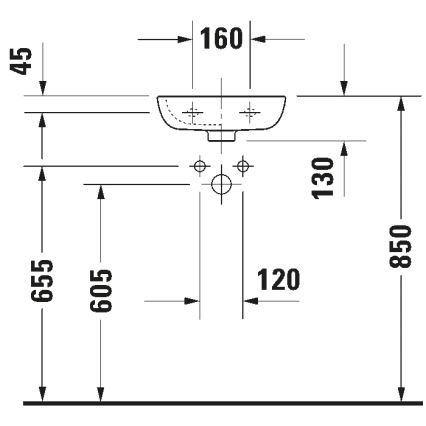 Duravit 7053600082 - Zidni umivaonik D-CODE 36x27 cm keramika/visoki sjaj bijela