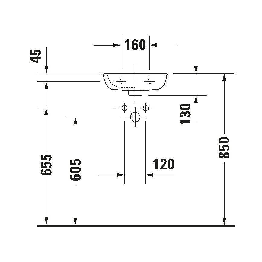 Duravit 7053600082 - Zidni umivaonik D-CODE 36x27 cm keramika/visoki sjaj bijela