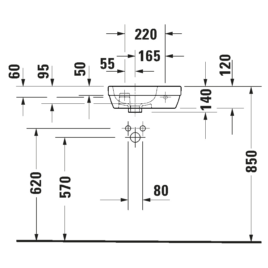 Duravit 7494000412 - Zidni umivaonik D-CODE 40x22 cm keramika/sjajna bijela