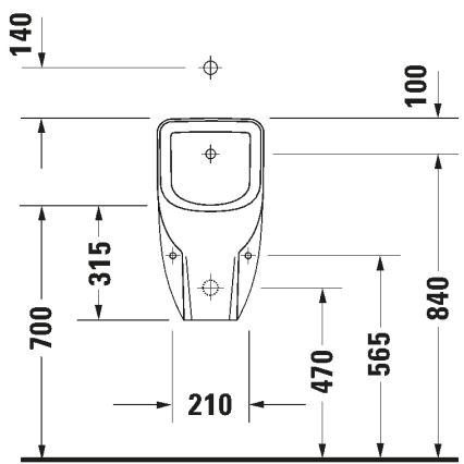 Duravit 828300000 - Pisuar D-CODE bez ruba, gornji dovod, zadnji odvod, keramika/sjajna bijela