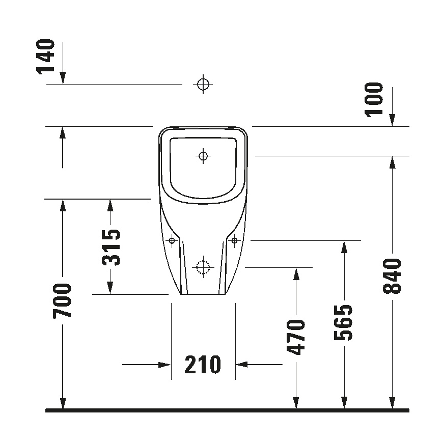 Duravit 828300000 - Pisuar D-CODE bez ruba, gornji dovod, zadnji odvod, keramika/sjajna bijela