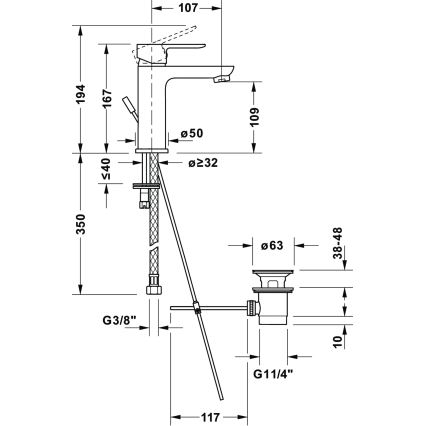 Duravit DC1023001010 - Baterija za umivaonik + odtok D-CODE sjajni krom