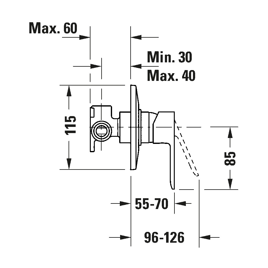 Duravit DC4210007046 - Tuš miješalica za podžbuknu ugradnju D-CODE, mat crne boje
