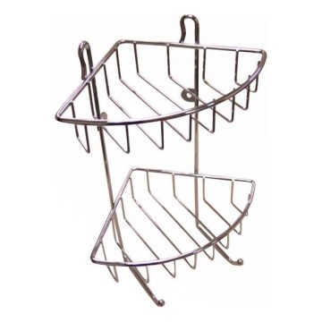Dvokatna zidna polica za tuš 22,5x30 cm sjajni krom