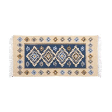 Dvostrani orijentalni tepih KILIM 80x150 cm plava/bež