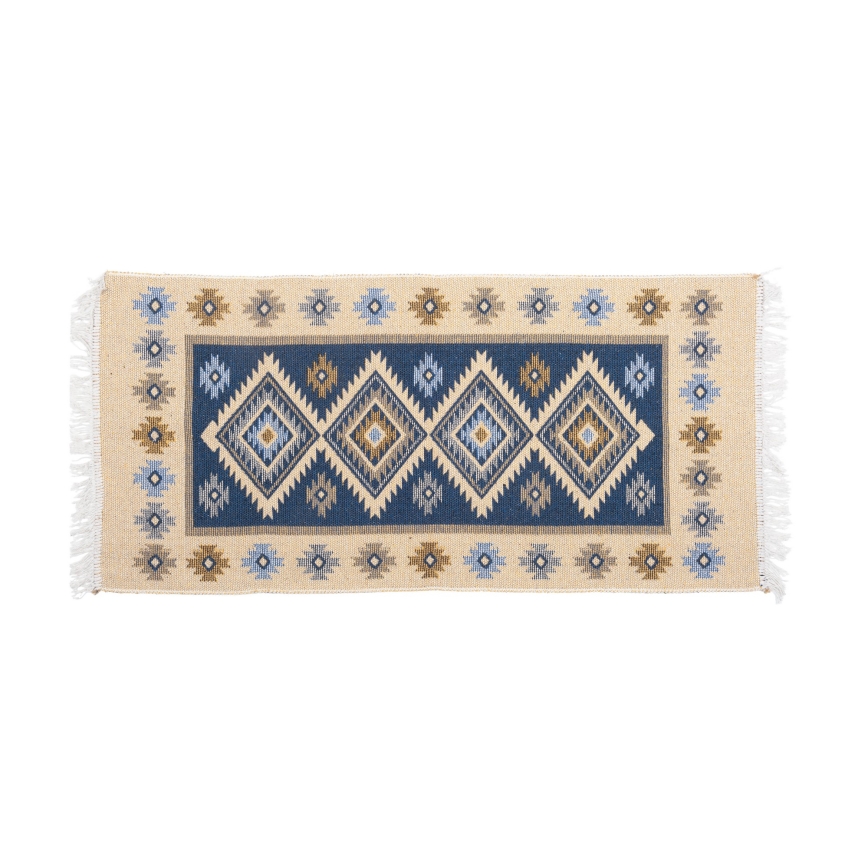 Dvostrani orijentalni tepih KILIM 80x150 cm plava/bež