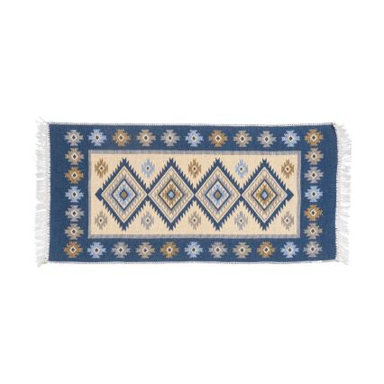 Dvostrani orijentalni tepih KILIM 80x150 cm plava/bež