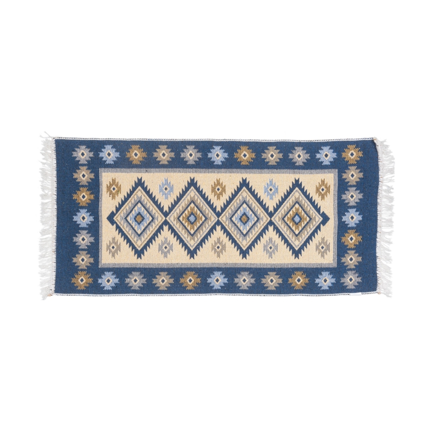 Dvostrani orijentalni tepih KILIM 80x150 cm plava/bež