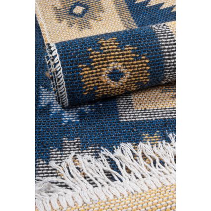 Dvostrani orijentalni tepih KILIM 80x150 cm plava/bež