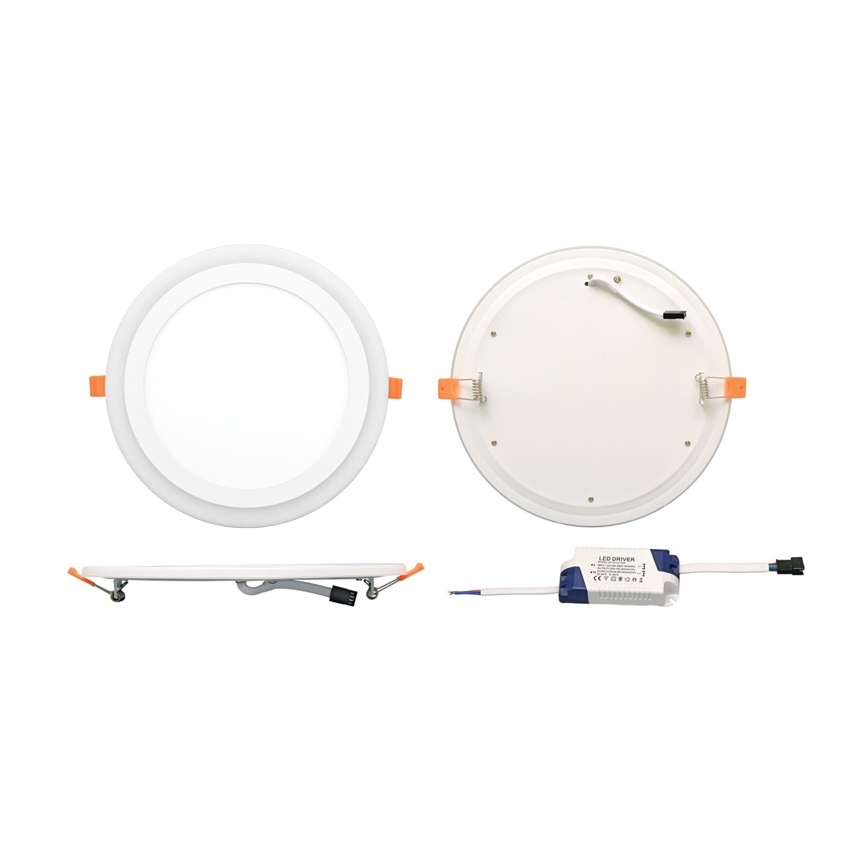 LED Ugradbena svjetiljka DUO LED/18W/230V + LED/6W