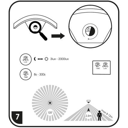 LED Vanjska zidna svjetiljka sa senzorom STYL LED/8W/230V IP44