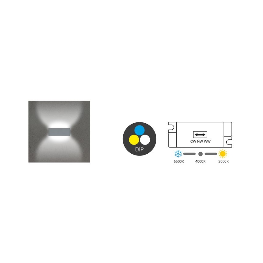 LED Vanjska zidna svjetiljka BRICK 2xLED/6W/230V 3000/4000/6500K IP65 bijela