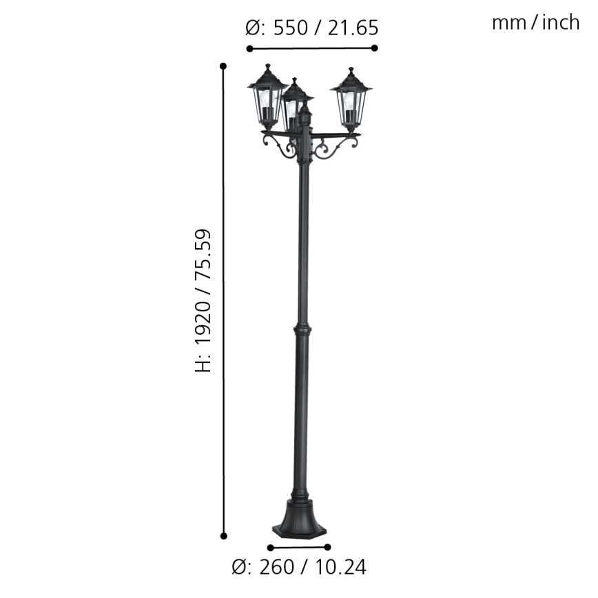 EGLO - Vanjska lampa 3xE27/60W/230V IP44