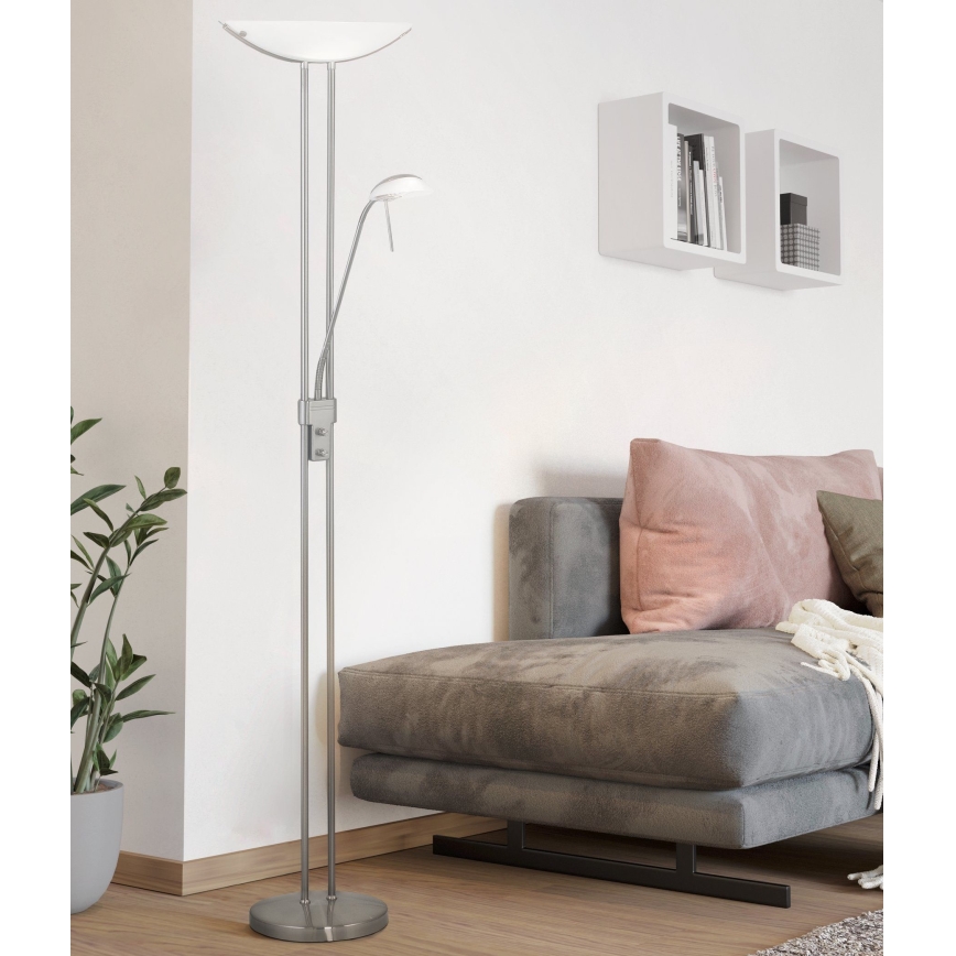 Eglo 25869 - Dimmabilna podna lampa BAYA 1xR7s/230W/230V + 1xG9/33W mat krom