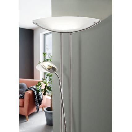 Eglo 25869 - Prigušiva podna lampa BAYA 1xR7s/230W/230V + 1xG9/33W mat krom