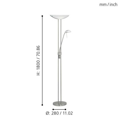 Eglo 25869 - Prigušiva podna lampa BAYA 1xR7s/230W/230V + 1xG9/33W mat krom
