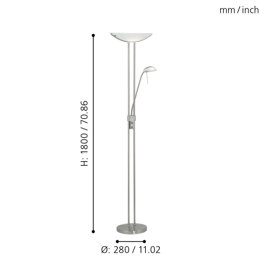 Eglo 25869 - Prigušiva podna lampa BAYA 1xR7s/230W/230V + 1xG9/33W mat krom