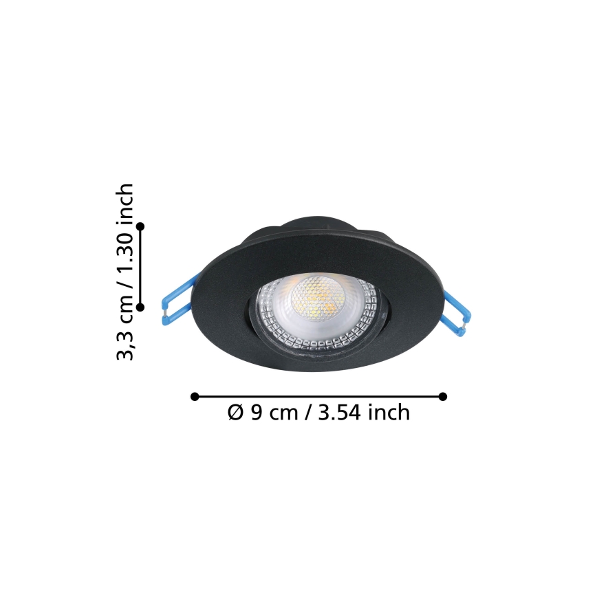 Eglo - SET 3x ugradna LED stropna svjetiljka LED/4,9W/230V 2700/4000/6500K Ø 9 cm crna