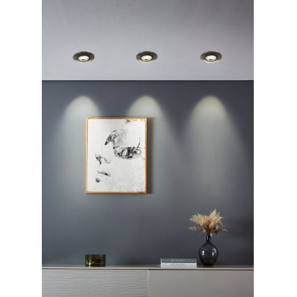 Eglo - SET od 5 LED ugradnih stropnih svjetiljki LED/4,9W/230V 2700/4000/6500K Ø 9 cm matni krom