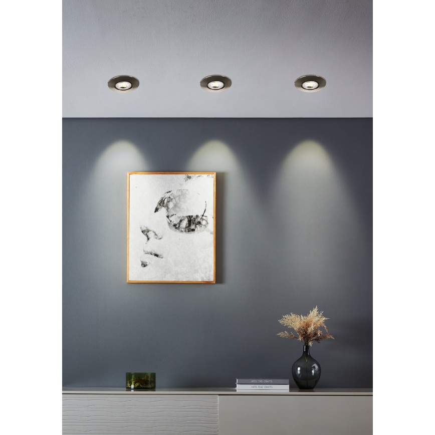 Eglo - Set od 7 LED ugradnih stropnih svjetiljki LED/4,9W/230V 2700/4000/6500K promjer 9 cm matni krom