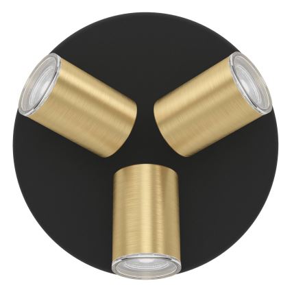 Eglo - Kupaonsko reflektorsko svjetlo 3xGU10/5W/230V IP44 crno/zlatno