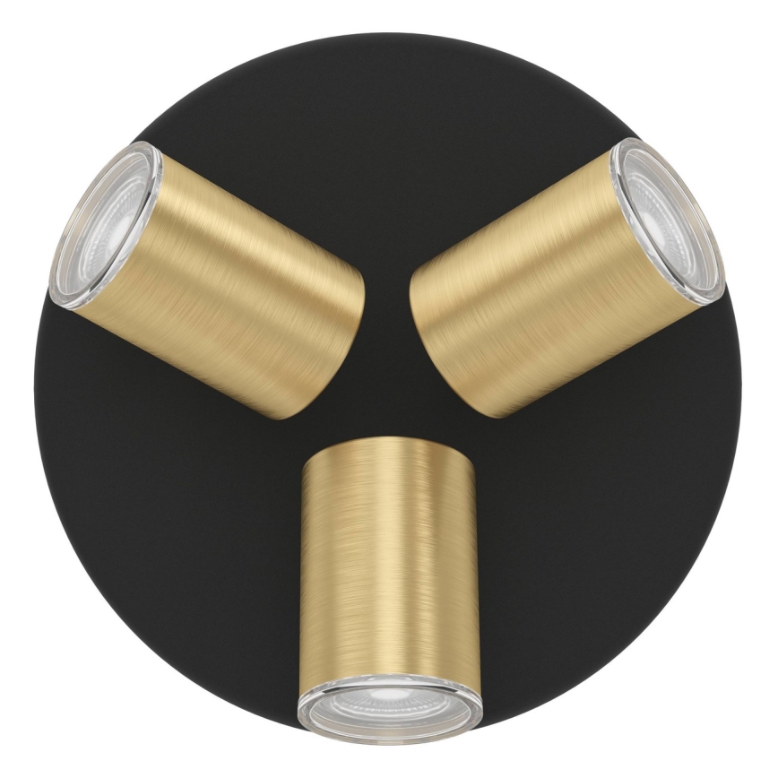Eglo - Kupaonsko reflektorsko svjetlo 3xGU10/5W/230V IP44 crno/zlatno