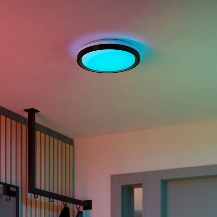 Eglo 300684 - LED RGBW prigušivo stropno svjetlo MALERAMARA-Z LED/14W/230V 2700-6500K prom. 35,7 cm crna/zlatna + daljinski upravljač