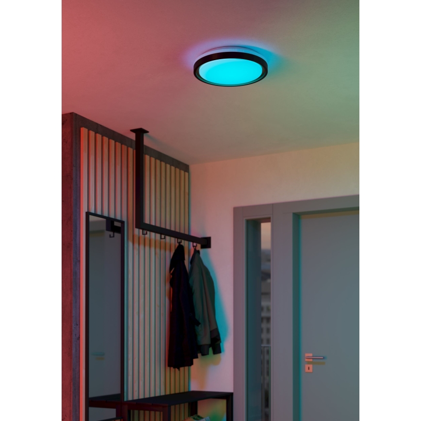 Eglo 300684 - LED RGBW prigušivo stropno svjetlo MALERAMARA-Z LED/14W/230V 2700-6500K prom. 35,7 cm crna/zlatna + daljinski upravljač